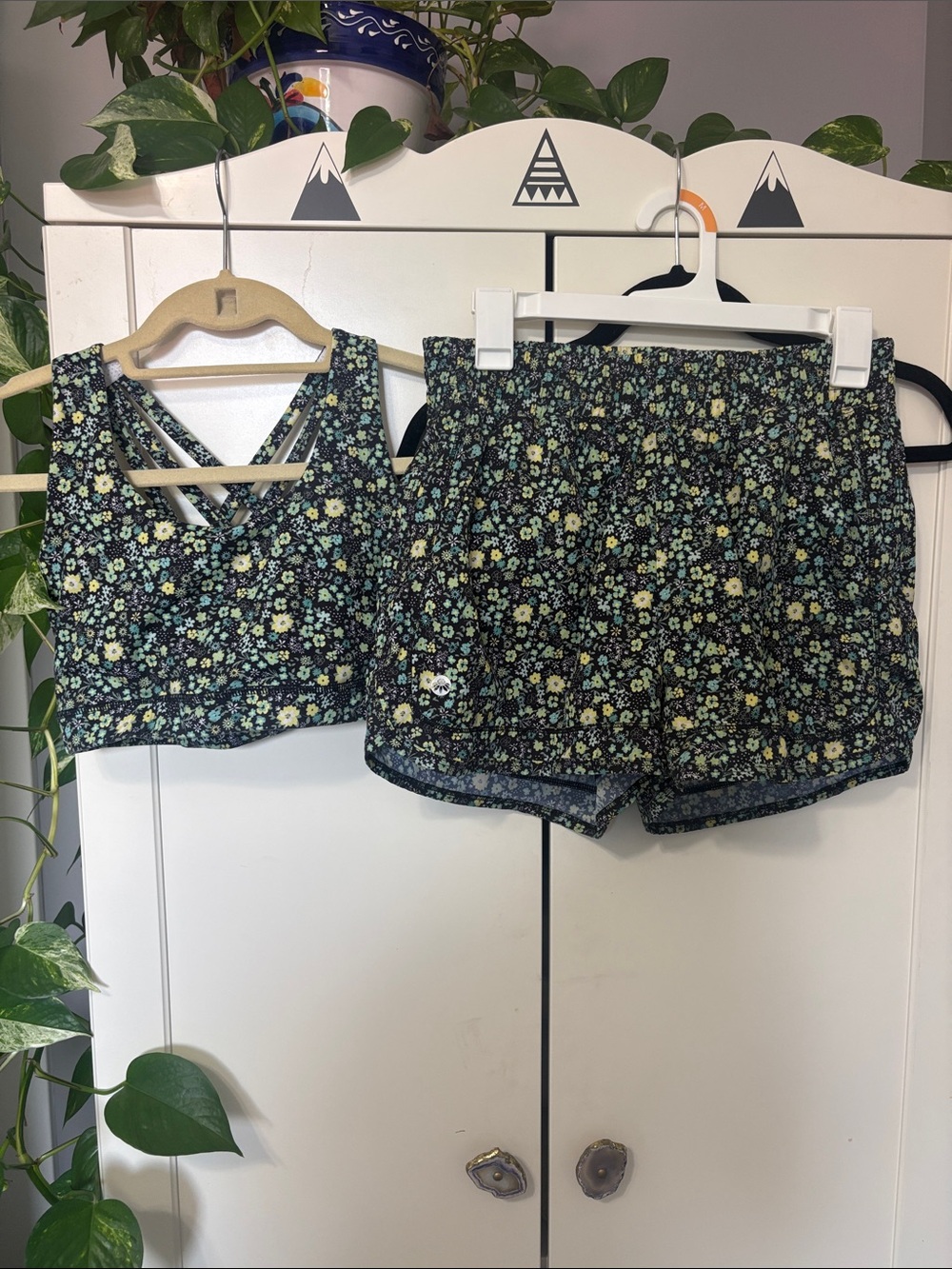 Senita Athletics Black Floral Athletic Short Set
